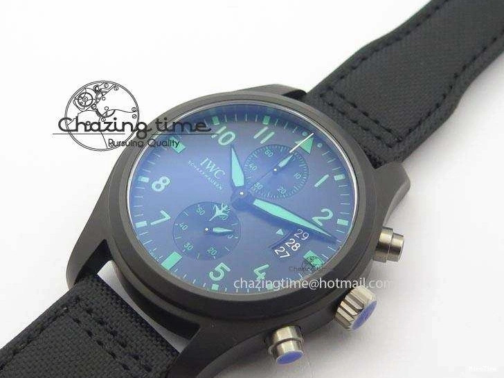 MIROTIME 0128 Pilot Chrono IW388003 Real Ceramic V6F Best Edition Green Markers On Black Nylon Strap A Effortless 7283
